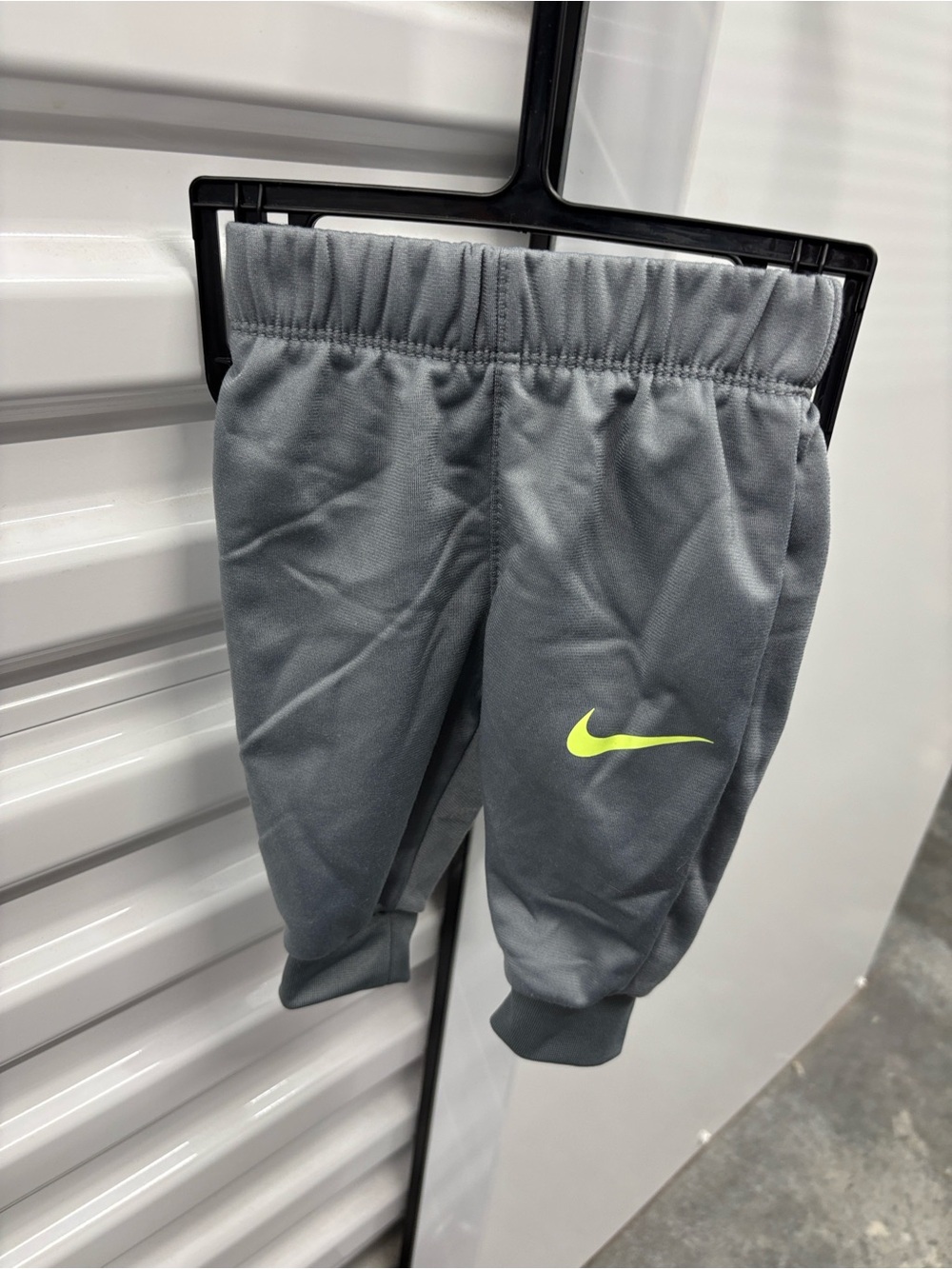 Nike Kids Gray Jogger Pants with Neon Green Swoosh Infants 3M Elastic Waist